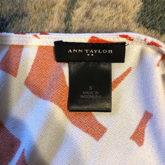 Ann Taylor White/Orange Tropical Print - Picture 7 of 8